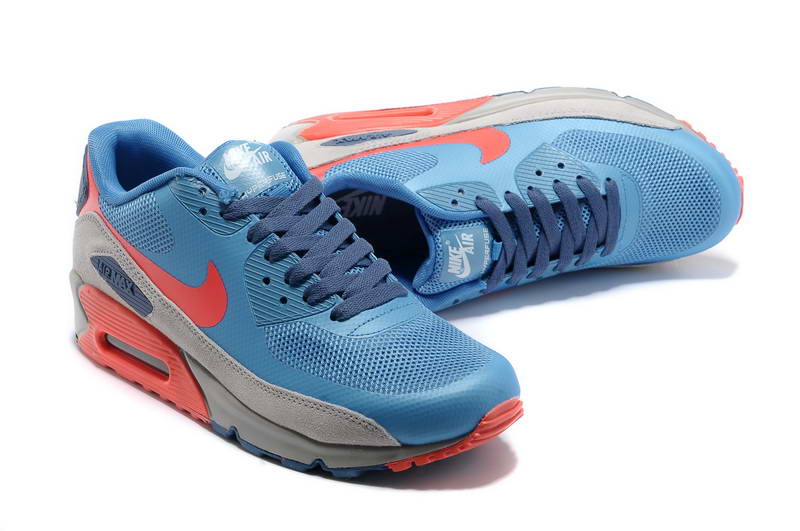 Air Max 90 Hyperfuse fourrure Chaussures Hommes Bleu Gris Orange (2)
